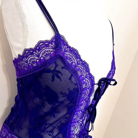 Vintage Victorias Secret Gold Label Lingerie Teddy Size S Purple Lace Romantic - Picture 3 of 14